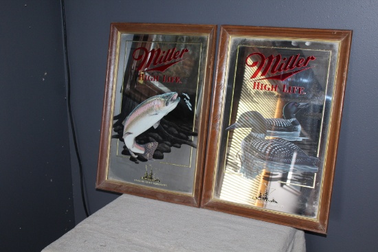 MILLER HIGHLIFE (6) WILDLIFE MIRRORS, FISH,