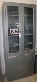 METAL STORAGE CABINET, 5 SHELVES, GLASS DOORS,