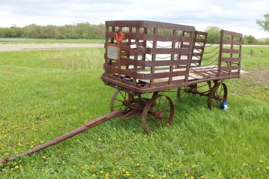 Antique Rail Road Luggage Wagon On Steel Wheels