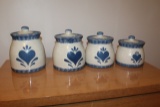4 PC. STONEWARE CANISTER SET,