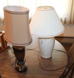 2 LAMPS WITH SHADES, NO SHIPPING, PICKUP ONLY
