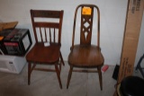(2) WOOD CHAIRS, NO SHIPPING, PICKUP ONLY