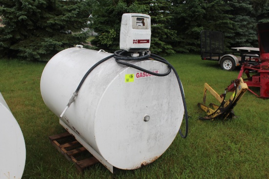 500 GAL GAS BARREL WITH PUMP AND METER, USED FOR