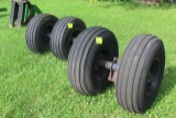 (4) 11.00-16 TIRES ON 8 BOLT RIMS, AXLES FROM