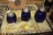 (3) PC BLUE CANSTER SET AND OTHER GLASSWARE, TAX,