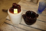 1 GALLON CROCK JUG, BEAN POT NO LID,, TAX,