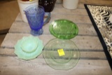 GREEN DEPRESSION GLASS, OTHER FANCY GLASS, TAX