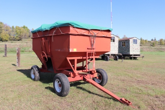 APPROX 200 BUSHEL GRAVITY BOX ON HEAVY DUTY