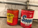 6 GALLON METAL SNOBILFUEL CAN, 5 GALLON MEDAL CAN WITH PENNZOIL STICKER ON IT,