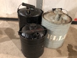 (2) APPROX 2 GALLON METAL GAS CANS, 1 GALLON METAL GAS CAN,  NO SHIPPING PICKUP ONLY