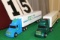 (2) 1/64 WHITE GMC SEMIS WITH TRAILERS,