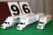 (3) 1/64 WHITEGMC SEMI WITH PUP TRAILERS.