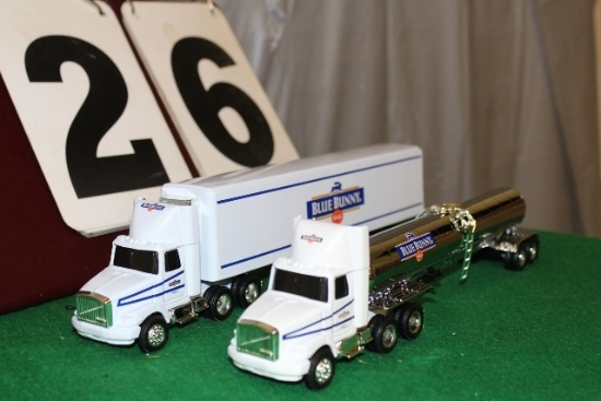 (2) 1/64 WHITEGMC SEMIS WITH TRAILERS,