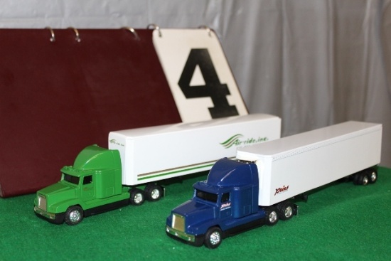 (2) 1/64 FREIGHTLINER SEMIS WITH TRAILERS,