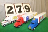 (3) 1/64 IOWA FFA SEMIS, FREIGHTLINER, KENWORTH