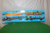 (3) 1/64 FARM COUNTRY, FORD WITH STAKESIDE TRAILER