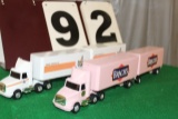 (2) 1/64 WHITEGMC SEMI WITH PUP TRAILERS,