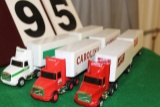 (3) 1/64 WHITEGMC SEMI WITH PUP TRAILERS,