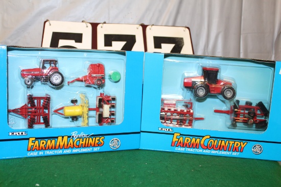 1/64 FARM MACHINES, CASE IH 7130 WITH IMPLEMENTS,