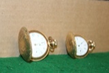 (2) ELGIN POCKET WATCHES, ONE GLASS FACEPLATE