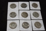 (9) 1964 KENNEDY HALF DOLLARS