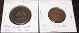 1882 LARGE CENT COIN, 1865 2 CENT COIN