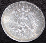 GERMAN 1914 SILVER 5 MARK COIN