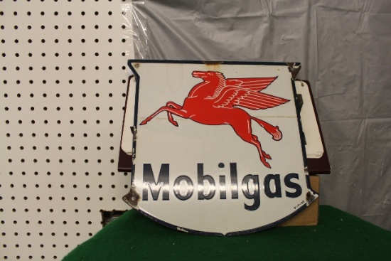 12" X 12 3/8" PORCELAIN MOBIL GAS FLYING HORSE