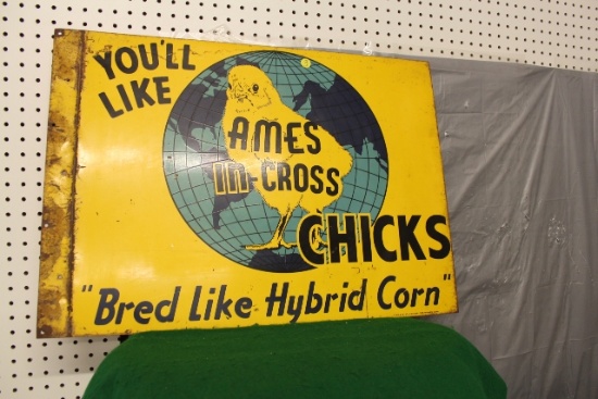 19 2/4" X 27 3/4" METAL DOUBLE SIDED AMES CHICKS