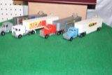 (4) HOT WHEELS SEMIS, FORD CATTLE HAULER,