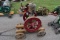 Neway Air Cooled 4HP Gas Engine, Vertical, Spark Plug, Restored, On Steel Wheel Cart,