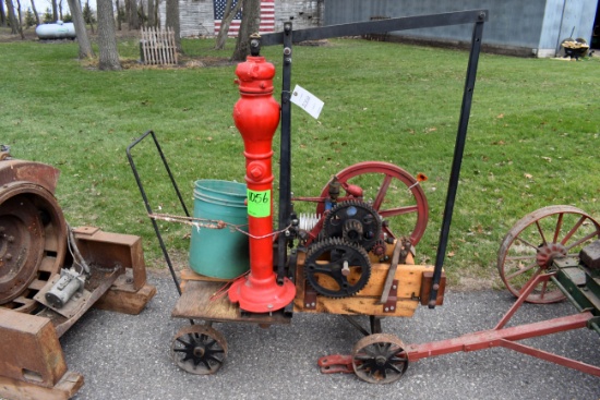 Aeromotor 8 Cycle pump jack engine, gas Engine With pump Jack On Steel Cart, Oiler,