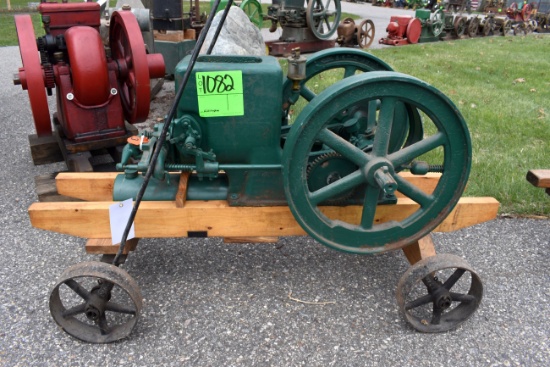Fuller Johnson 1.5HP Gas Engine, Restored, On Steel Wheel Cart, IGN Need Battery, SN:94138