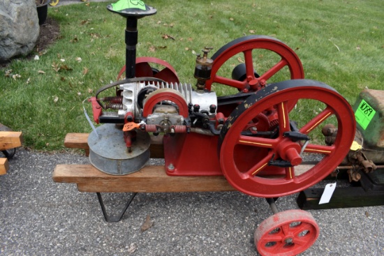 Galloway Air Cooled 1 3/4HP Gas Engine, Wheel Barrow Cart, Restored, SN:94411
