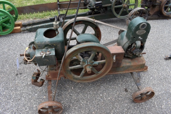 Fairbanks Morse Gas Engine, With Generator set, Older Restoration, 1.5Hp, Coil, Oiler, On Steel Whee