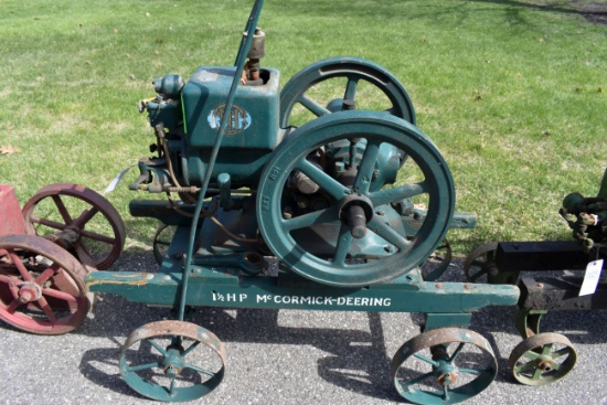 McCormick Deering IH 1.5HP Gas Engine, Model M, Oiler, Steel Wheel Cart, SN:A2178, American Bosch Ma