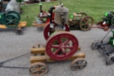 Neway Air Cooled 4HP Gas Engine, Vertical, Spark Plug, Restored, On Steel Wheel Cart,