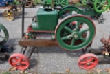Fairbanks Morse 1.5HP Gas Engine, On Steel Wheel Cart, Restored, Needs Battery And Coil, Oiler, SN:5