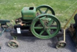 John Deere 1.5HP Gas Engine, ON Steel Wheel Cart, Older Restoration, Mag, SN:339760