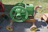John Deere 1.5HP Gas Engine, On Steel Wheel Cart, Motor Is Free, Mag, SN:328369