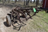 Minneapolis Moline 4 Bottom Plow, Pull Type, Coulters, Ground Lift, Steel Tail Wheel