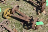 John Deere 1-1/2HP Steel Wheeled Axles For Engine Cart, Original Tin Axle Cart