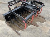 6' H&H Single Grapple Manure Tine Quick Tach Unit, Some Tines Are Bent, Bolt On Tines, Tax