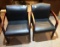 (2) LEATHER SEAT OFFICE CHAIRS WITH WOOD FRAME