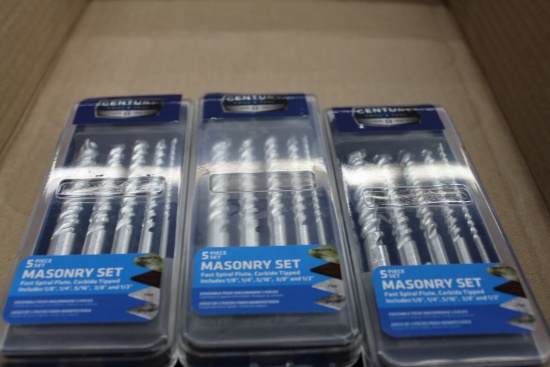 (3) NEW CENTURY MASONRY BITS, 1/8 TO 1/2" SETS