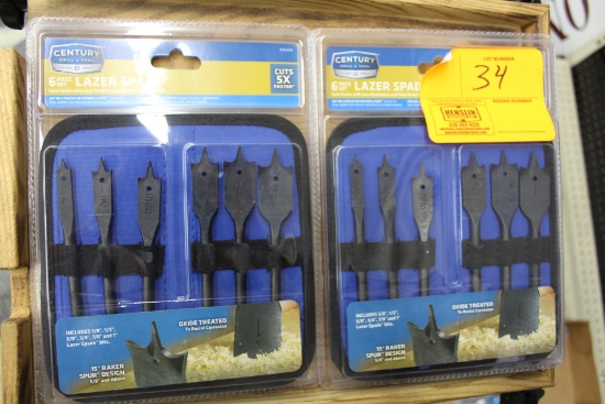 (2) 6 PIECE CENTURY SPADE BITS, 3/8 TO 1"