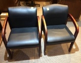 (2) LEATHER SEAT OFFICE CHAIRS WITH WOOD FRAME