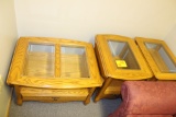 (3) GLASS INSERT TOPEND TABLE, 2 WITH SLIDING