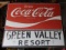 Coca Cola Green Valley Resort double sided tin sign, 45