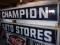 Champion Auto Stores two piece plastic single sided signs, 144